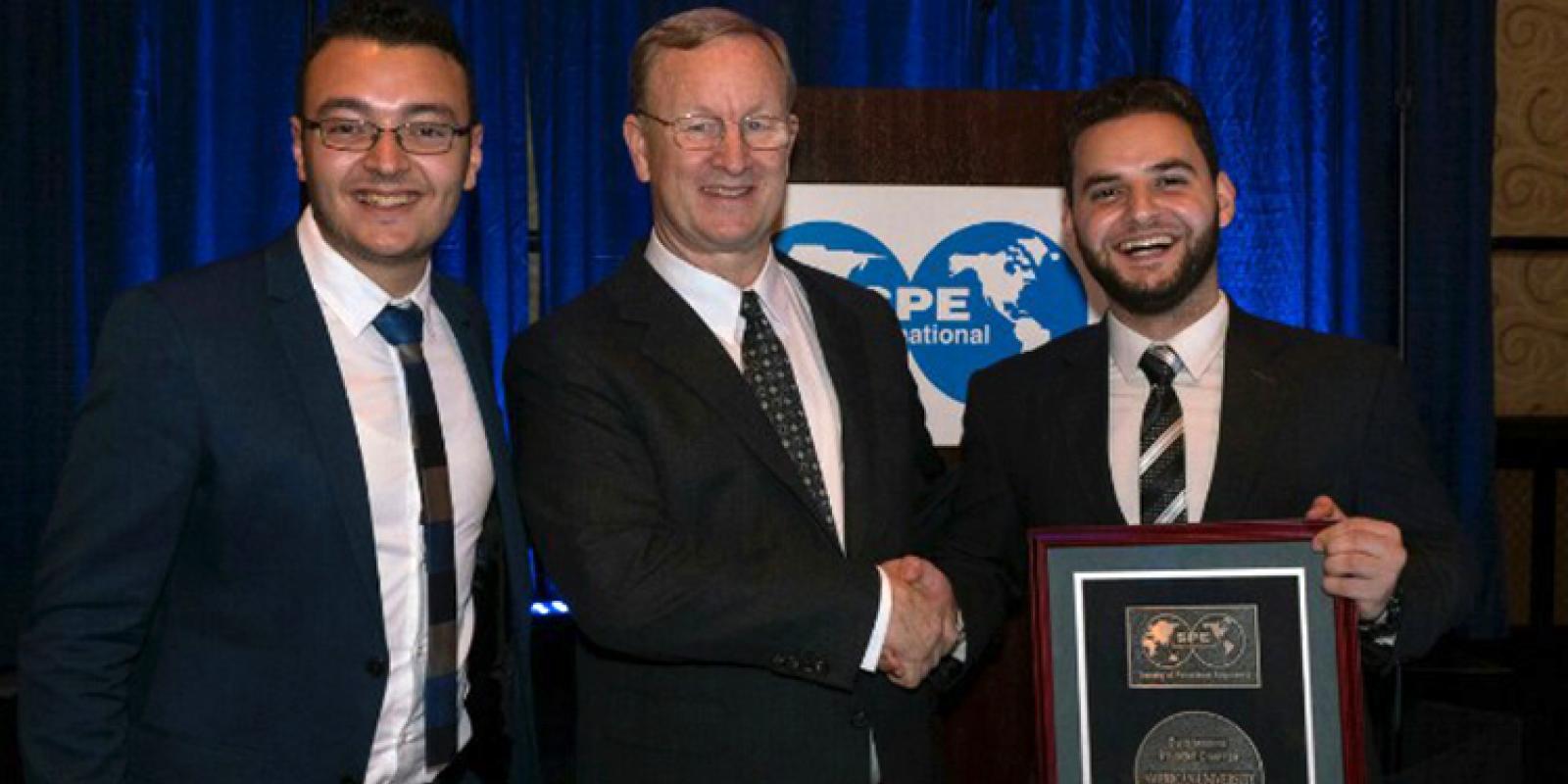  Mark Mohy, SPE International President Nathan Meehan and Omar Fathy at the Student Awards Luncheon