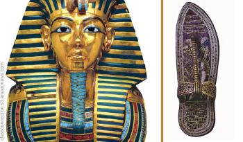 Marquetry veneer sandal from the tomb of Tutankhamun (Carter No. 397). Photograph by Andr&eacute; J. Veldmeijer. Courtesy of the Ministry of Antiquities/Egyptian Museum Authorities.