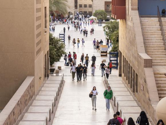 Students walking on campus